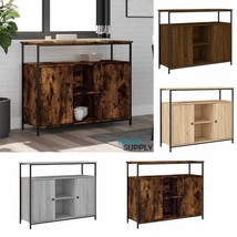Industrial Wooden Large Sideboard Storage Cabinet With 2 Doors Shelf Metal Frame - £100.18 GBP+