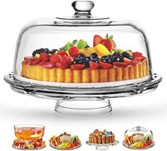 Royalty Art Glass 4-in-1 Cake Stand with Dome: Elegant Versatility for Every Oc - £35.96 GBP