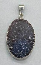 Amethyst Oval Silver Plated Pendant - £31.86 GBP