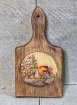 Hand Painted Art On Wood Paddle Cabin In Autumn Woods Rustic Cottagecore - £17.40 GBP