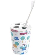 HAPPY CAMPER ~ 2.75&quot; Dia. x 5.75&quot; Tall ~ Toothbrush Holder ~ Ceramic - $32.07 CAD
