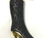 Miniature Figurine Glitter High Heeled Boot Ornament Black w/ Gold - $7.59