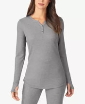 Cuddl Duds Stretch Thermal Long Sleeve Split V Neck Top Grey Size Xs $36 - Nwt - £14.33 GBP