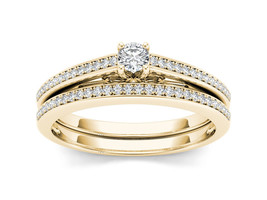 Authenticity Guarantee 
10K Yellow Gold 1/2ct TDW Diamond Solitaire with Acce... - £663.72 GBP