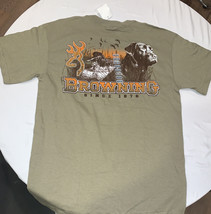 Mens NWT Browning Buckmark Dog Hunting Turkey Crewneck T-Shirt brown M Medium - £8.78 GBP