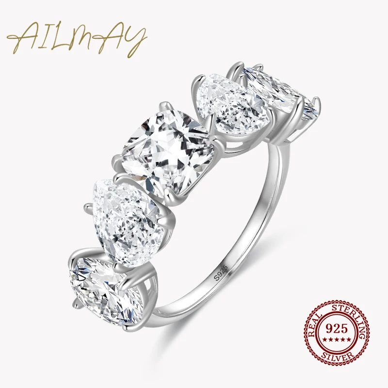 Genuine 925 Sterling Silver Luxury Tremdy Dazzling Cubic Zirconia Rings For Wome - £19.85 GBP