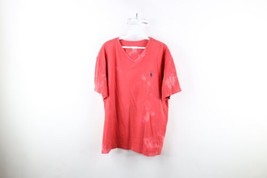 Ralph Lauren Mens XL Faded Acid Wash Short Sleeve V-Neck T-Shirt Red Cotton - £23.33 GBP