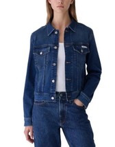 Calvin Klein Womens Denim Jacket Dark Blue Pockets Stretch Buttons Heavy... - $1,033.70 MXN