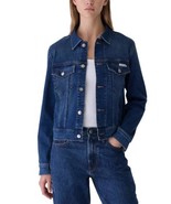 Calvin Klein Womens Denim Jacket Dark Blue Pockets Stretch Buttons Heavy... - $1,033.70 MXN