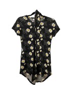 Lularoe Womens XX-Small Mitzi T-Shirt Black White Flower Pullover Top Bl... - $6.77 CAD