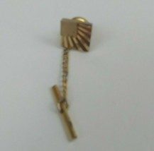 Men&#39;s Golden Square/ Diamond Shape Tie Tack with Chain - $5.45