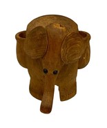 Carved Wooden Handmade Elephant 3&quot; Figure Figurine Toothpick Holder VINTAGE - £3.01 GBP