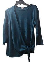 J. Jill Womens Wrap Blouse Medium Tie Blue/Green - £6.58 GBP