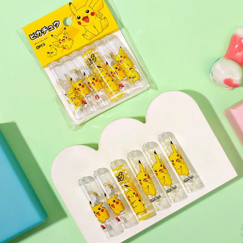 6pcs cartoon pokemon anime figure creative Pikachu pen cap student stationery - £10.97 GBP