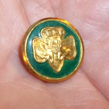 Vintage Green Enamel Girl Scouts Collar Uniform Pin 5/8&quot; - £9.48 GBP