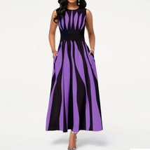 Summer New Elegant Fashion  Printed Temperament Long Tank Dress High Waist Big S - £52.56 GBP