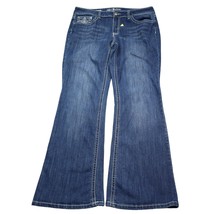 Love Nation Premium Pants Womens 14 Blue Denim Mid Rise Flat Front Flare... - $29.68