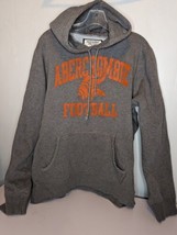 Vtg Abercrombie&amp;Fitch Hoodie Mens Large Football Viking Head Heavy Gray Pullover - £59.27 GBP