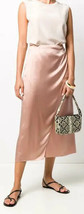 Vince Side Pleat Wrap Skirt Sz-4 Blush Pink 100% Silk - £79.91 GBP