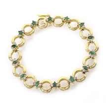 0.50 Carat Diamond and 1.50 Carat Emerald 14k Yellow Gold Link Bracelet - £1,017.49 GBP