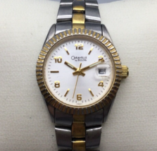 Caravelle by Bulova Watch Women Gold Silver Tone Date 2004 New Battery 6.25" - $29.69