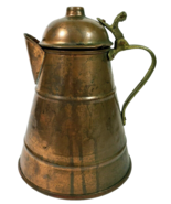 Copper Brass A-line Pitcher 6.25&quot; w/Lid 3&quot; Across Top Vintage - $28.34 CAD