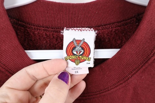 Vtg 90s Looney Tunes Mens 2XL Faded Tazmanian Devil Basketball Sweatshirt USA Item image 7