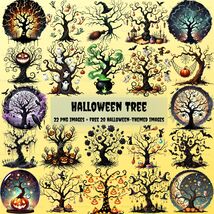Watercolor Halloween Tree Clipart: Spooky PNG Images (Digital Download) - $2.46 CAD
