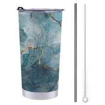 Mondxflaur Marble Steel Thermal Mug Thermos with Straw for Coffee - £16.77 GBP