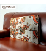 Delightful vintage document holder in beige damask velvet with flower pa... - $939.88 MXN