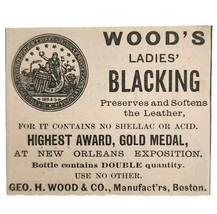 Woods Leather Polish 1885 Advertisement Victorian New Orleans Expo ADBN1A17 - €17,28 EUR