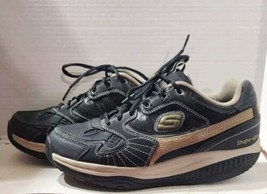 Skechers Sneakers Mens 8.5 Black Shape Ups SN 52001 Leather Upper Lace U... - £39.58 GBP