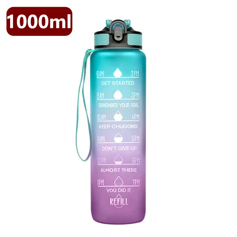 Motivational Water Bottle 1000ml Plastic Water Cups With Lid And Straw Bicycle W - $109.53