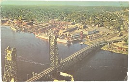 Bath, Maine, Carlton Bridge, Kennebec River, vintage postcard - £9.57 GBP