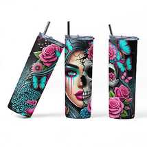 Sassy Sugar Skull 20 oz Stainless Steel Tumbler - Double-Walled Insulati... - $23.38