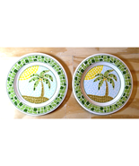 Set of (2) Melamine Ware Palm Trees Pattern - Plates 8&quot; VINTAGE! FAST SHIP! - $20.29 CAD
