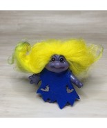 1986 Dam 5&quot; Troll Doll Purple Skin Big Yellow Hair Amber Eyes Bat Outfit... - $9,204.08 MXN