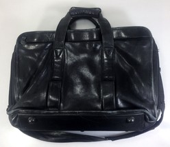 Tumi Alpha Black Leather Organizer Computer Briefcase Adjust Strap Luggage Tag  - £166.97 GBP