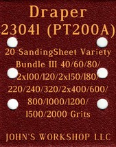 Draper 23041 (PT200A) - 17 Different Grits - 20 Sheet Variety Bundle III - £15.98 GBP
