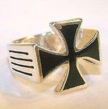 2 Deluxe Black Iron Cross Silver Biker Ring BR233 Mens Rings Jewelry New Crosses - £14.91 GBP
