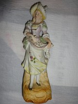hand-painted Fern Figurine Girl With Flower Made In Japan 12" - $11.00