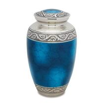 Mediterranean Blue 220 Cubic Inches Large/Adult Funeral Cremation Urn fo... - $135.00
