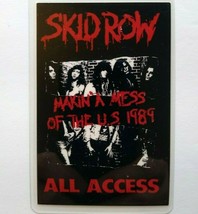 Skid Row Backstage Pass Making A Mess Tour Hard Rock Music 1989 Laminated Orig. - £17.09 GBP