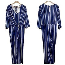 NEW NY Collection Plus Size 2X Jumpsuit Navy Stripe Slinky Gaucho Wide L... - £23.38 GBP