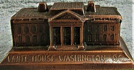 Vintage White House Washington DC Diecast Copper Tone Metal Paperweight 1x2x3  - £9.46 GBP