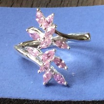 Marquise Simulated Pink Tourmaline Bypass Vintage Ring White Gold Plated... - $144.62 CAD