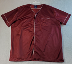 John Blair Sleepwear Shirt Mens Large Maroon Polyester Short Sleeve Butt... - $6.13