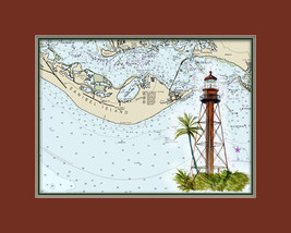 Sanibel Florida Lighthouse and Nautical Chart High Quality Canvas Print - $14.99+