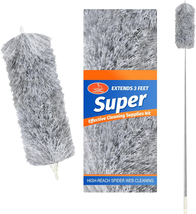 Duster with Extension Pole &amp; Flexible Head, Gray Feather Duster, Long Dd... - $14.77