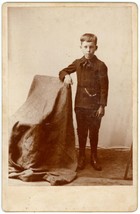 Circa 1890&#39;S Cabinet Card Adorable Young Boy Standing Next To A Covered Chair. - £7.44 GBP